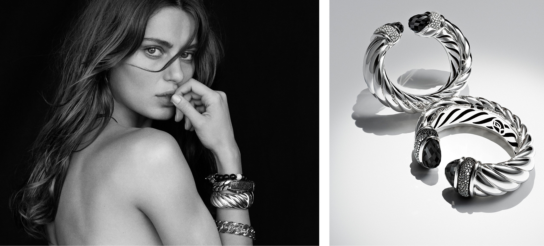 David Yurman Catalog Black and White Portrait and Jewelry Image Detail