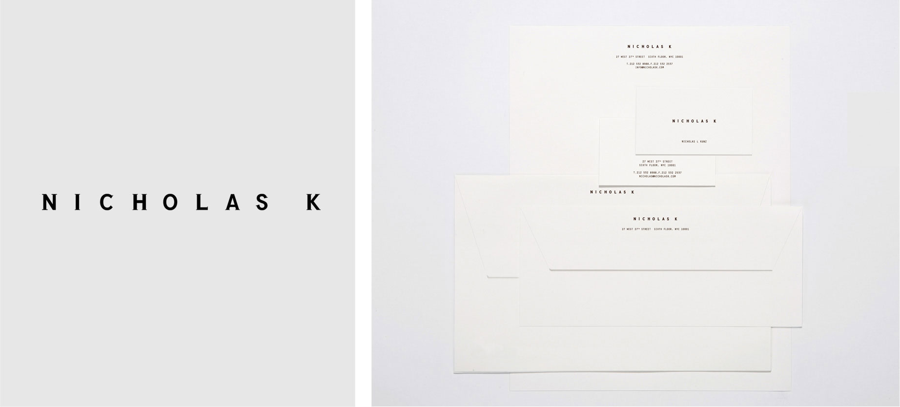 NICHOLAS K Brand Identity, Logo and Stationairy Suite