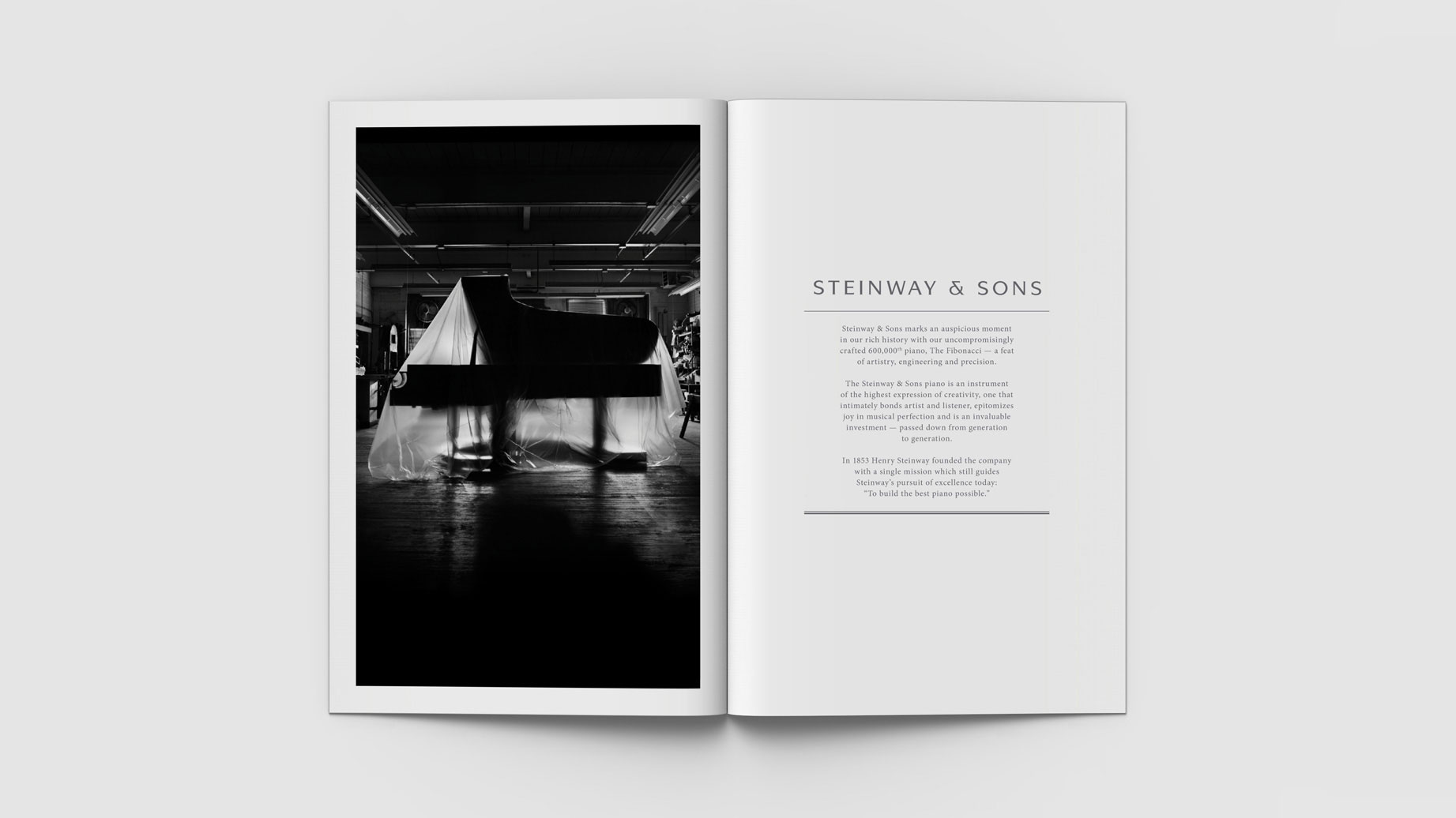 Steinway and Sons, 1 in 100,000 Limited Edition Book Spread, Editorial Design